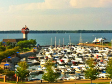 The Lake Erie Bayfront as seen from Laura Wallerstein Apartments’ covered picnic area.